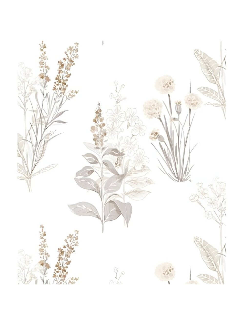 Peel and Stick Beige Floral Wallpaper Boho Contact Paper 15.7inch x 118.1inch